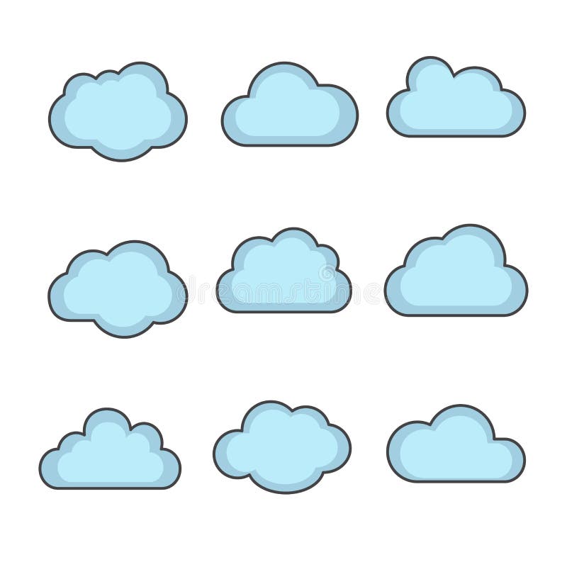 Download Vector Cloud Shapes Set, Cloud Icons For Cloud Computing ...