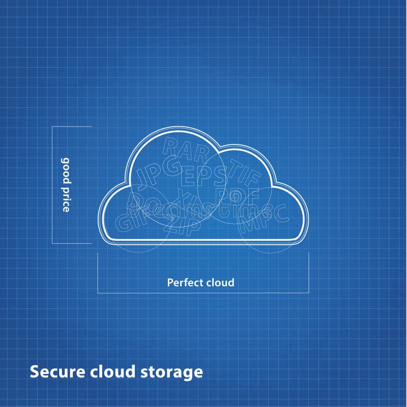 Vector cloud sketch with blueprint background. royalty free illustration Vector cloud sketch with blueprint background. royalty free illustration