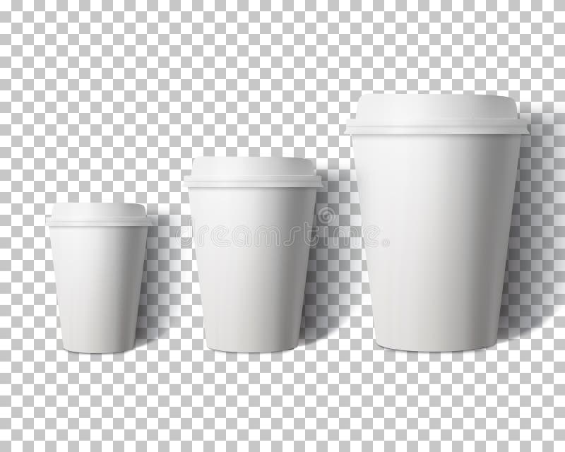 Vector Coffee Cup Set on Transparent PS Style Backgroun