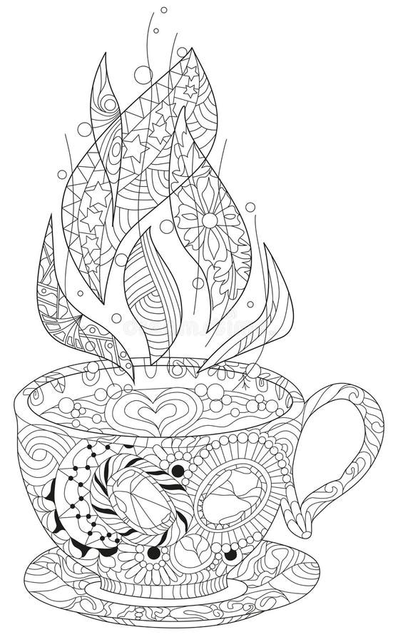 Vector coffee or tea cup with abstract ornaments