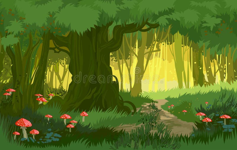 Belas árvores Na Margem Do Rio. Jardim Secreto Da Floresta Do Lago.  Ilustração Stock - Ilustração de grama, jogo: 256755434