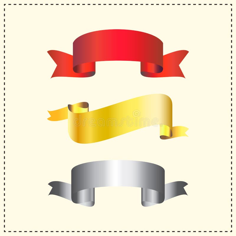 Vector a coleção de bandeiras da fita no ouro e na prata vermelhos ilustração royalty free Vector a coleção de bandeiras da fita no ouro e na prata vermelhos ilustração royalty free