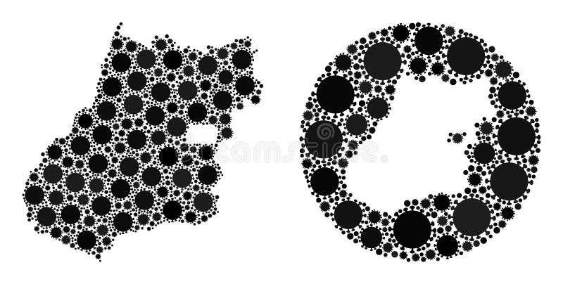 Covid Virus Mosaic Hole and Black Goias State Map vector illustration