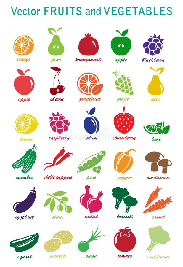 Vector collection: fruits and vegetable icons