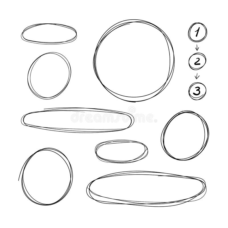 Vector Collection of Hand Drawn Scribble Circle Frames, Steps with Arrows Scheme, Design Element Set, Pen Freehand Drawings. vector illustration Vector Collection of Hand Drawn Scribble Circle Frames, Steps with Arrows Scheme, Design Element Set, Pen Freehand Drawings. vector illustration