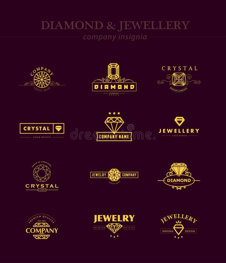 Vector collection of jewellery and diamond logos.