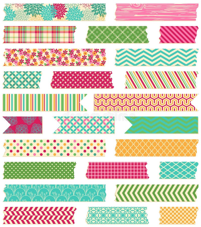 Vector Collection of Patterned Washi Tape Strips