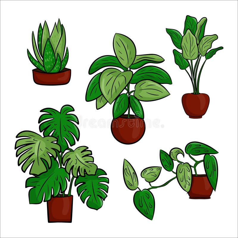 Potted Houseplant in a Flat Cartoon Style. Element for Decorating ...