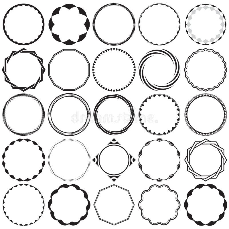 Vector Collection of Round Decorative Border Frames with Clear Background.