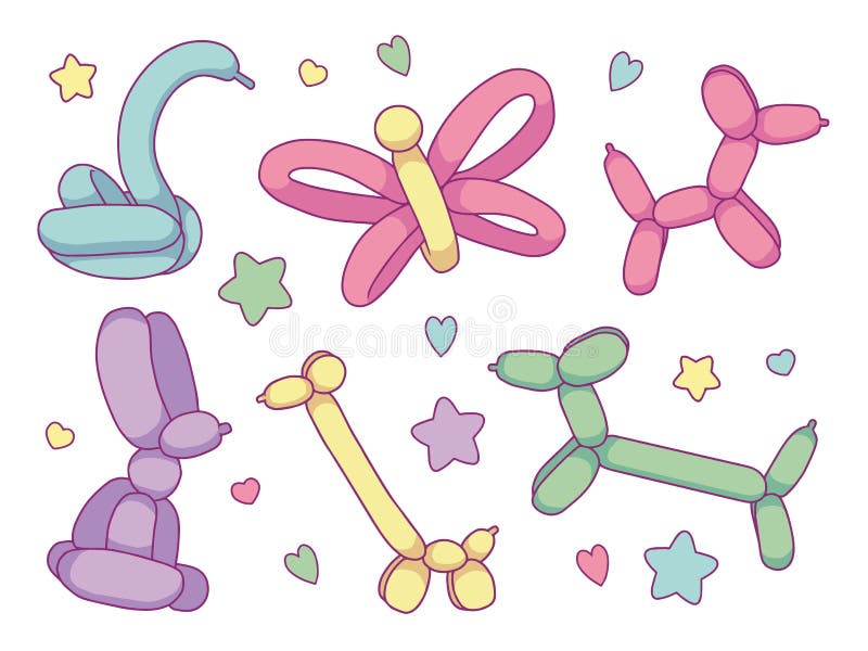 Vector Collection Set with Different Cute Cartoon Balloon Animals Including Dogs, Butterfly, Swan, Giraffe and Bunny in Soft Paste Stock Illustration - Illustration of animal, baby: 152370163 Vector Collection Set with Different Cute Cartoon Balloon Animals Including Dogs, Butterfly, Swan, Giraffe and Bunny in Soft Paste Stock Illustration - Illustration of animal, baby: 152370163