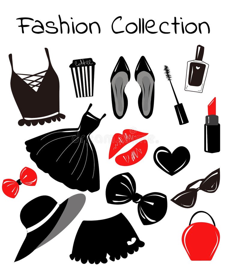 Girls fashion icons set stock vector. Illustration of elegant - 17818708