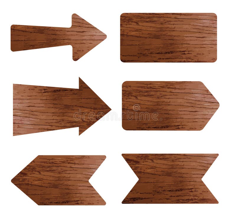 Vector collection of various empty wooden sign stock illustration