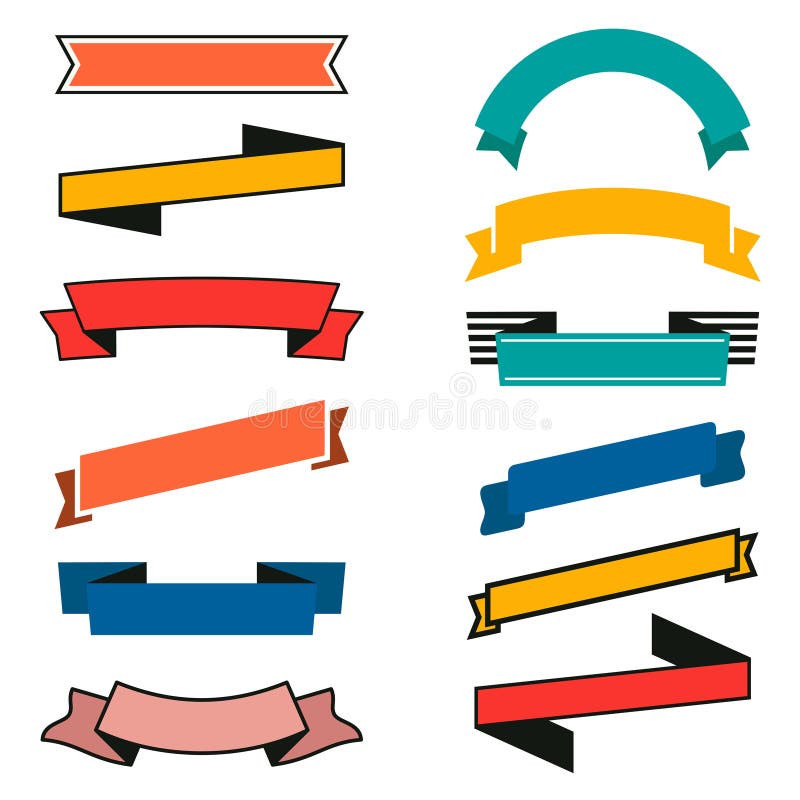 Vector Collection of Vintage Ribbons. Old Fashioned Design Elements Set