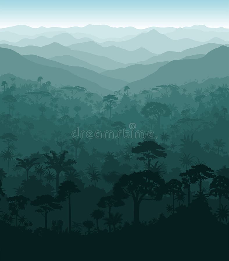 Vector colombian seamless tropical rainforest Jungle background