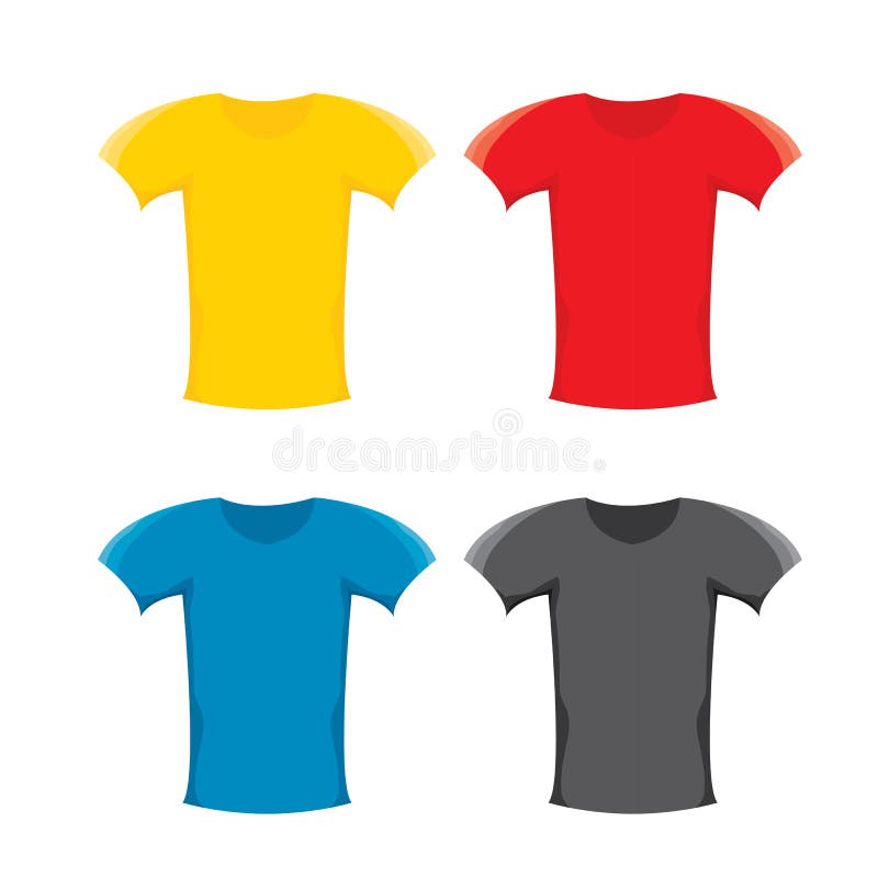 Vector Color Blank T-shirt Design Template Set. Stock Vector ...