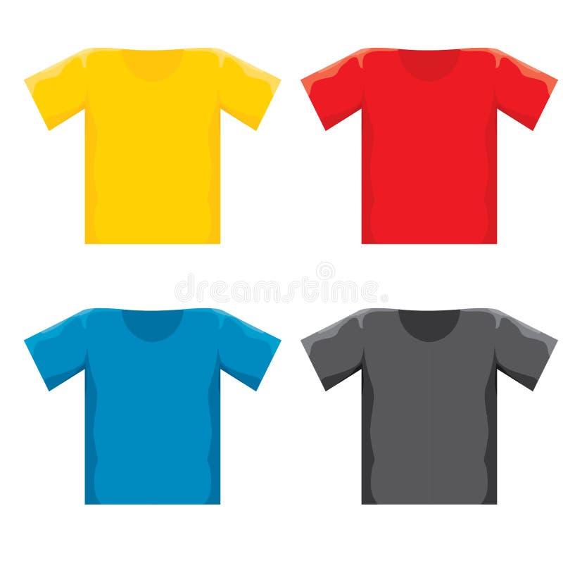 Vector Color Blank T-shirt Design Template Set. Stock Vector ...