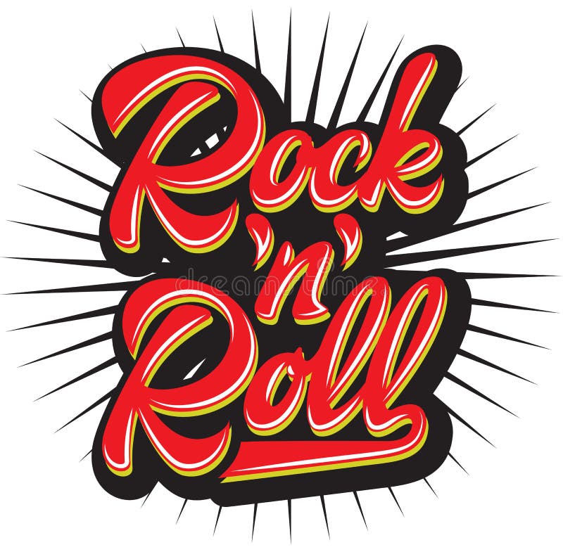 Vector color calligraphic inscription rock and roll. Lettering