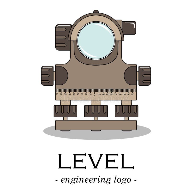 Vector color engineering logo of a level. Geodesy. White background. Theodolite logo vectors