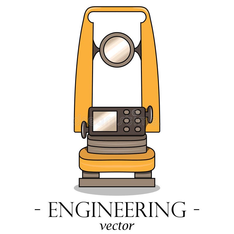 Vector color engineering logo of a theodolite. Geodesy. White background. Theodolite logo vectors