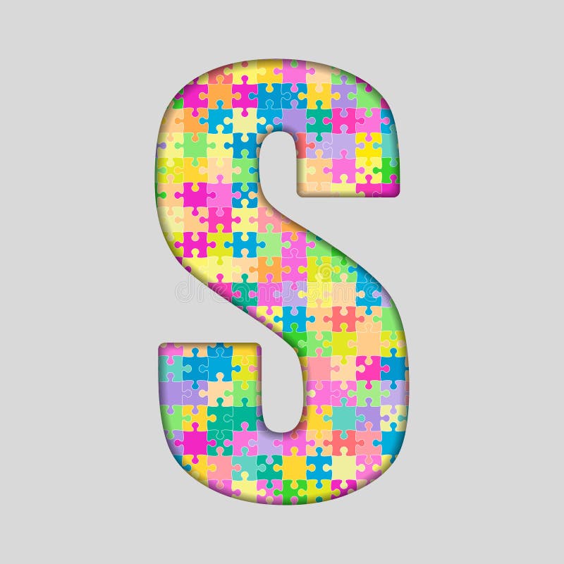 Vector Jigsaw Color Shape Puzzle Piece Letter Stock Illustrations – 178
