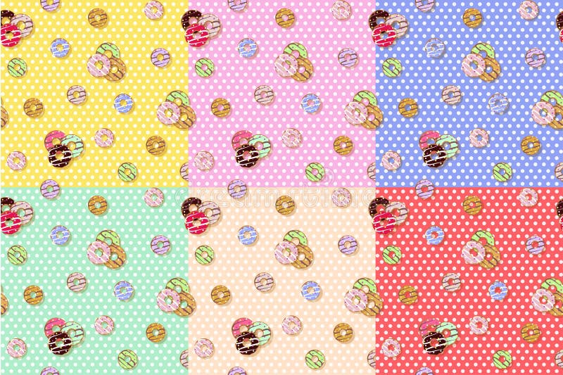 Colorful donuts seamless pattern. Cartoon cute style. stock illustration Colorful donuts seamless pattern. Cartoon cute style. stock illustration
