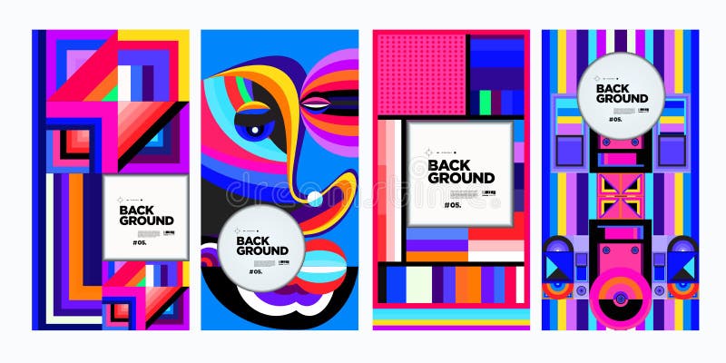 Vector Colorful Ethnic Geometric Pattern Background Set. Pattern Background Illustration for Banner Poster Cover Packaging Design Template