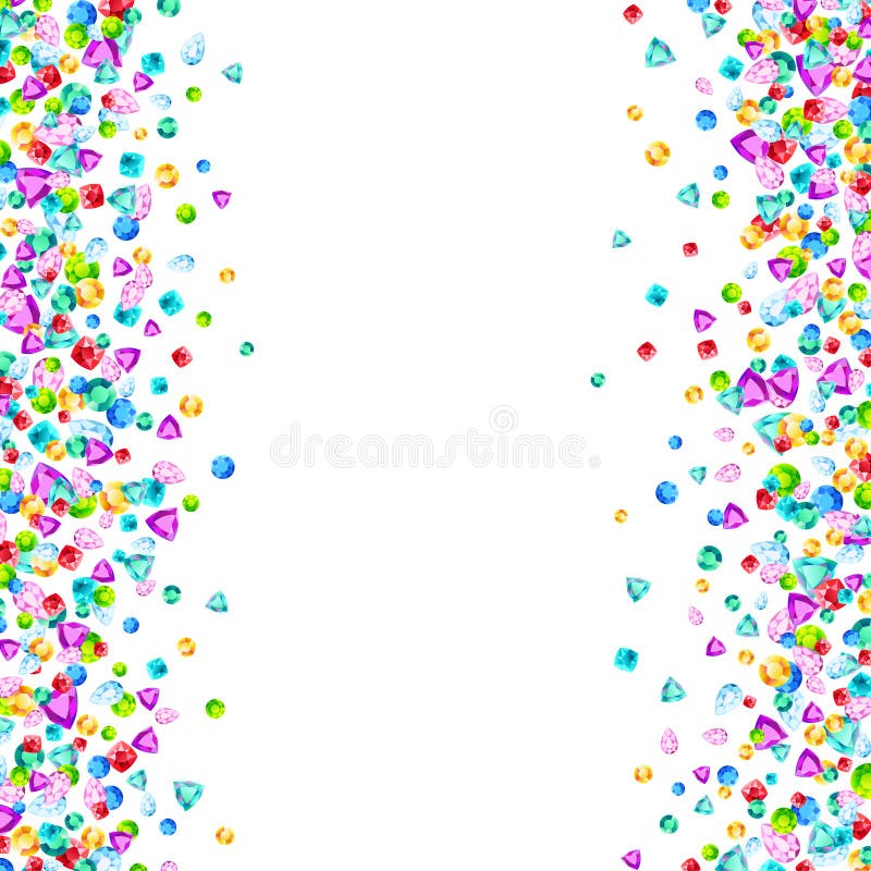 Vector colorful gem stones background element in flat style stock illustration