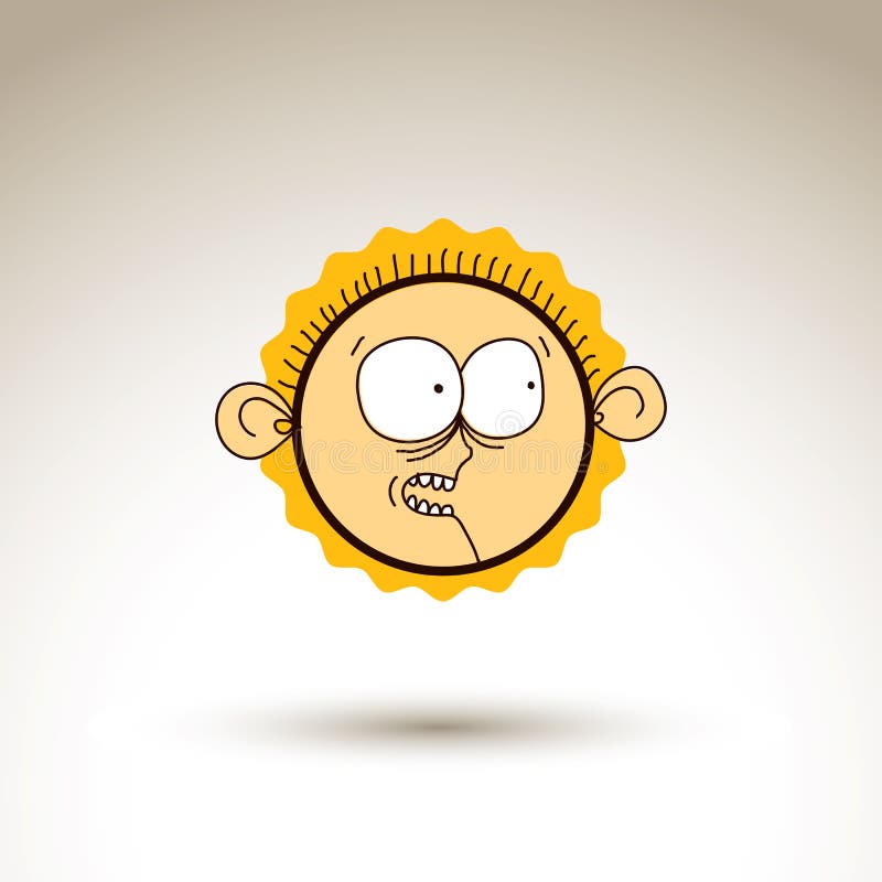 Vector colorful hand drawn illustration of curious cartoon boy i stock illustration
