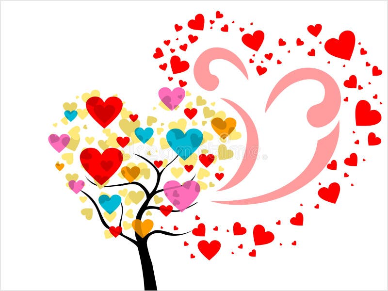 Vector colorful heart tree