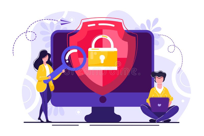 Concept protecting computer vector illustration