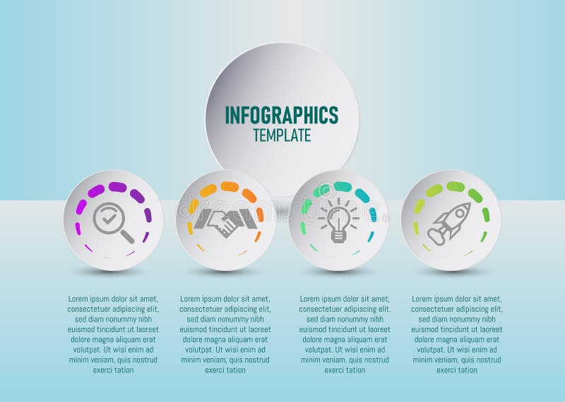 The vector of colorful infographics template for your business planning with 4 steps, timeline infographic elements for your marketing.