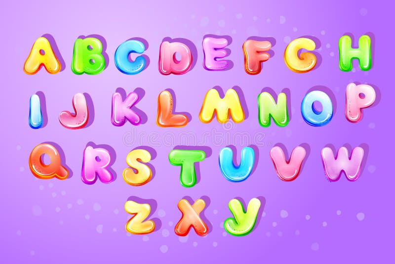 Vector kid alphabet bubble cartoon type letter set vector illustration Vector kid alphabet bubble cartoon type letter set vector illustration