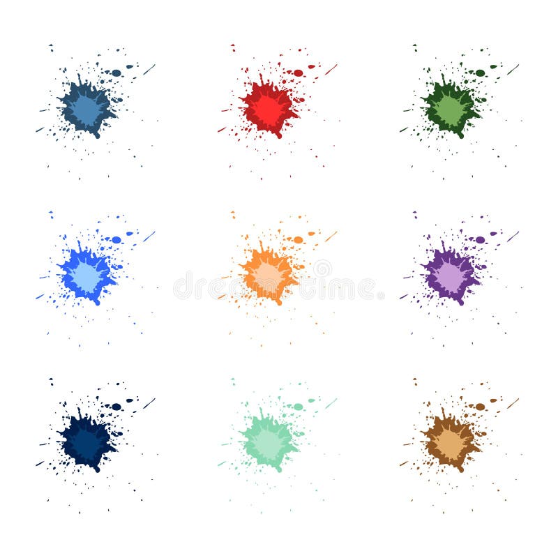 Vector Colorful paint splatters.Paint splashes set.Vector illustration