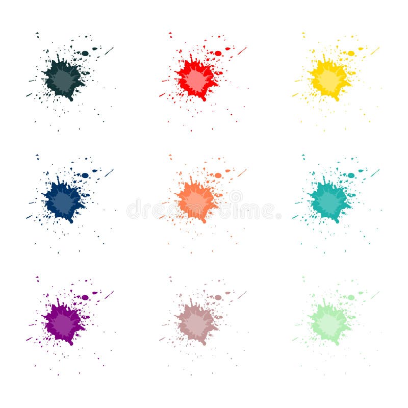 Vector Colorful paint splatters.Paint splashes set.Vector illustration