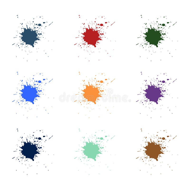 Vector Colorful paint splatters.Paint splashes set.Vector illustration