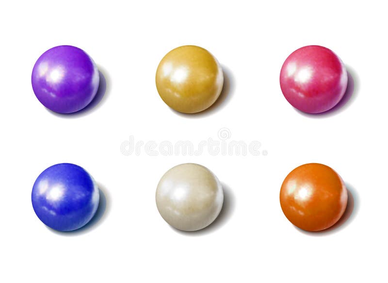 Vector Colorful Pearls Set, Dragee Candies, Photo Realistic Illustrations Collection Isolated on White Background. Vector Colorful Pearls Set, Dragee Candies, Photo Realistic Illustrations Collection Isolated on White Background.