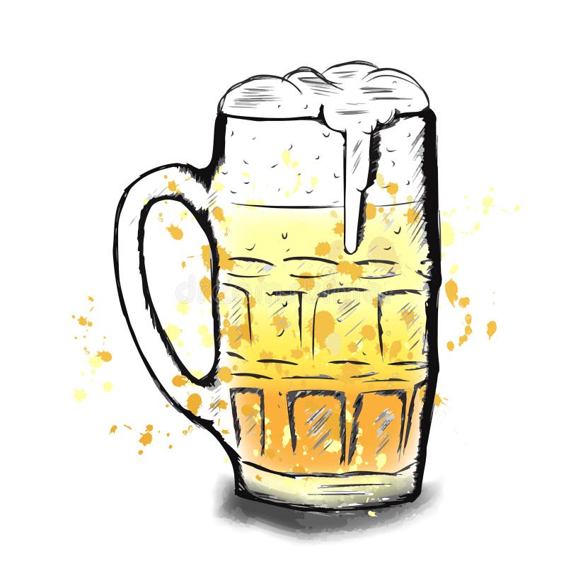 Vector Colorful Sketch of Beer Cup Stock Illustration Illustration of