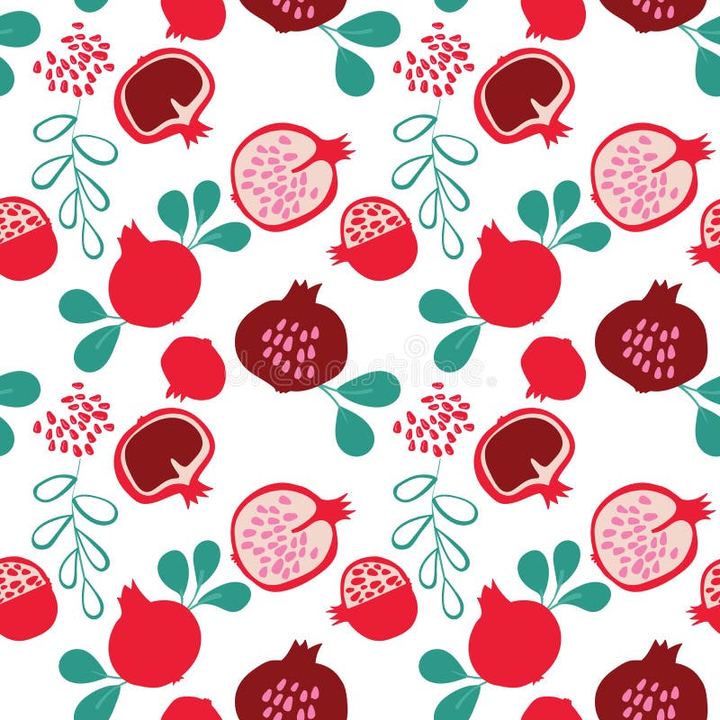 Vector colorful tasty trendy pomegranate seamless pattern on light background. vector illustration Vector colorful tasty trendy pomegranate seamless pattern on light background. vector illustration