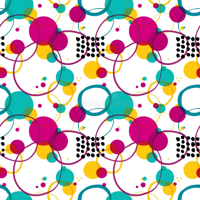 Vector colorful trendy circles and dots abstract seamless pattern background vector illustration Vector colorful trendy circles and dots abstract seamless pattern background vector illustration