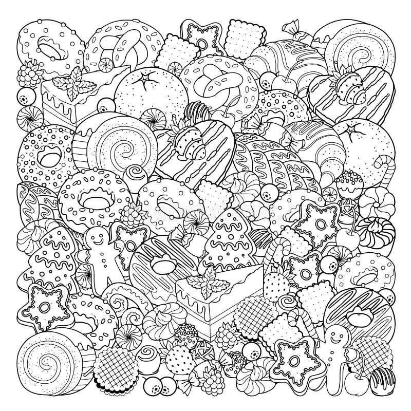 Vector Coloring Book Page for Adults. Black and White Illustration of ...