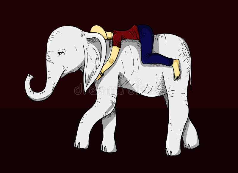 Vector colors illustration of a human on elephant in graphics stock illustration Vector colors illustration of a human on elephant in graphics stock illustration