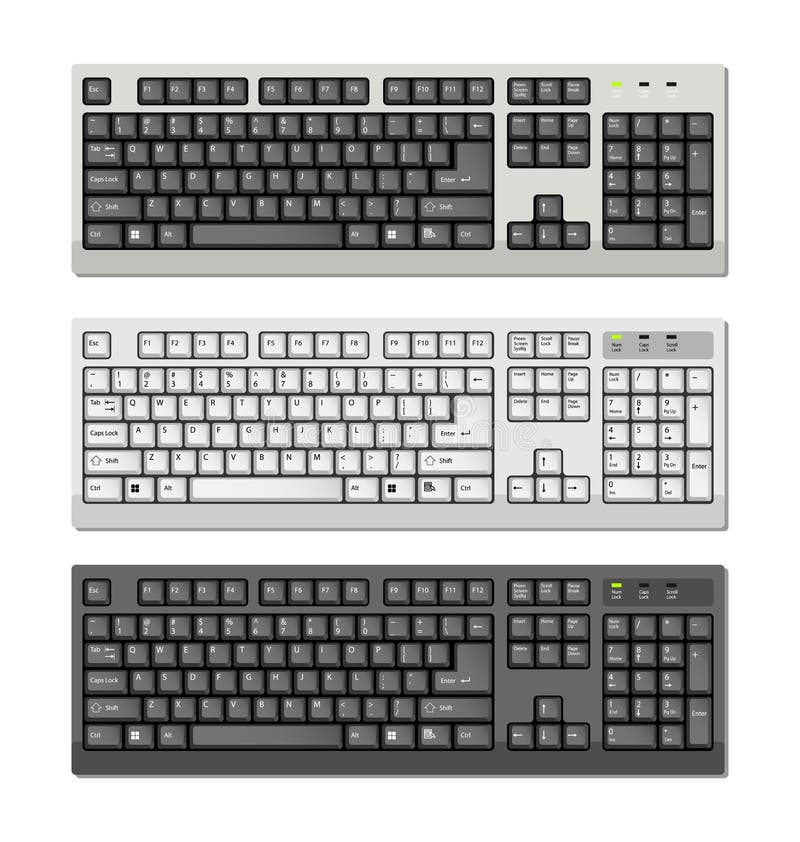A Set of Computer Keyboards, Basic and Numeric with Symbols, Gray. a