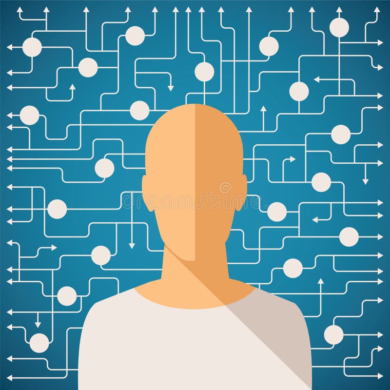 Vector concept of human difficult decision making process stock illustration