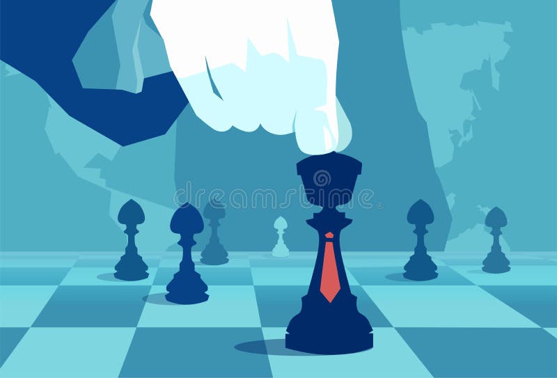 White human-shaped robot playing a game of chess Vector Image