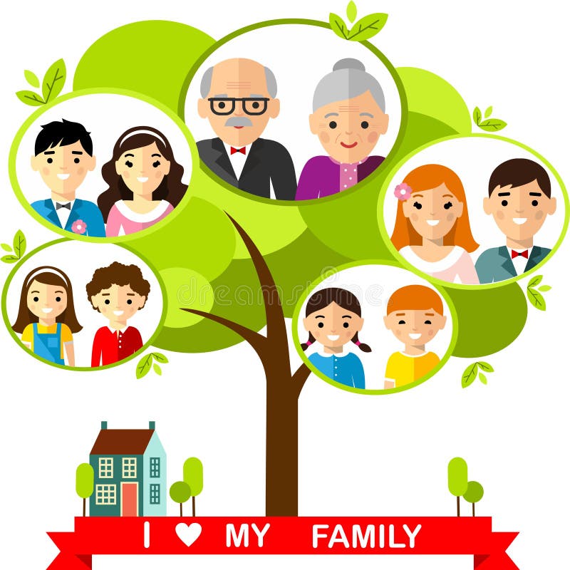 Vector Concept of International Family Tree Stock Vector - Illustration of  mother, asian: 69340974