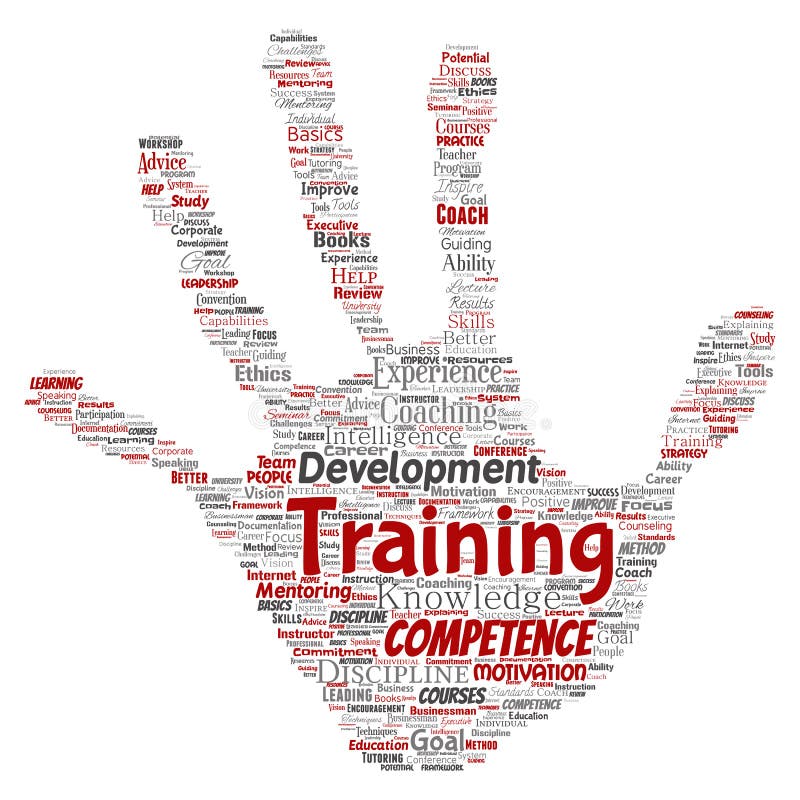 Vector training, coaching or learning, study hand print vector illustration