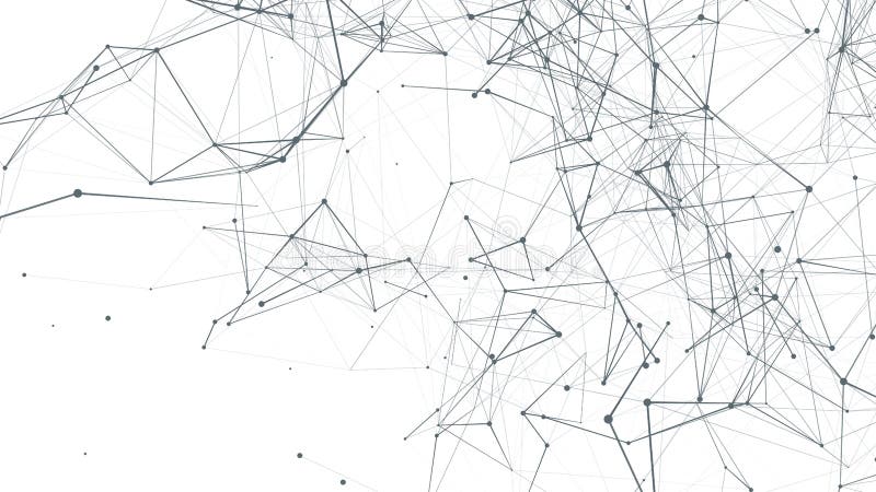 Vector connecting lines and dots on white background. Network connection structure. Banner template for your design royalty free illustration
