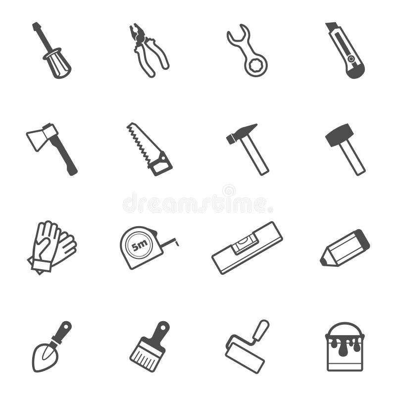 Vector construction and repair tool icon set royalty free illustration