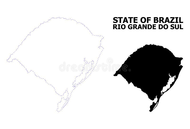 Vector Contour Dotted Map Of Rio Grande Do Sul State With Name Stock Vector Illustration Of Brazilia Territory
