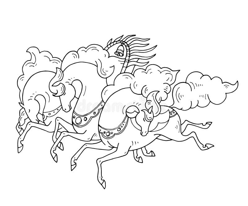 Contour Horse Running In Vector Stock Vector - Illustration of ...